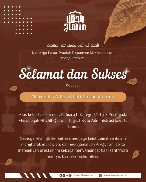 Santriwati Ponpes Minhajul Haq Raih Juara II Kategori 30 Juz Putri di MHQ Jakarta Timu Santriwati Ponpes Minhajul Haq Raih Juara II Kategori 30 Juz Putri di MHQ Jakarta Timu