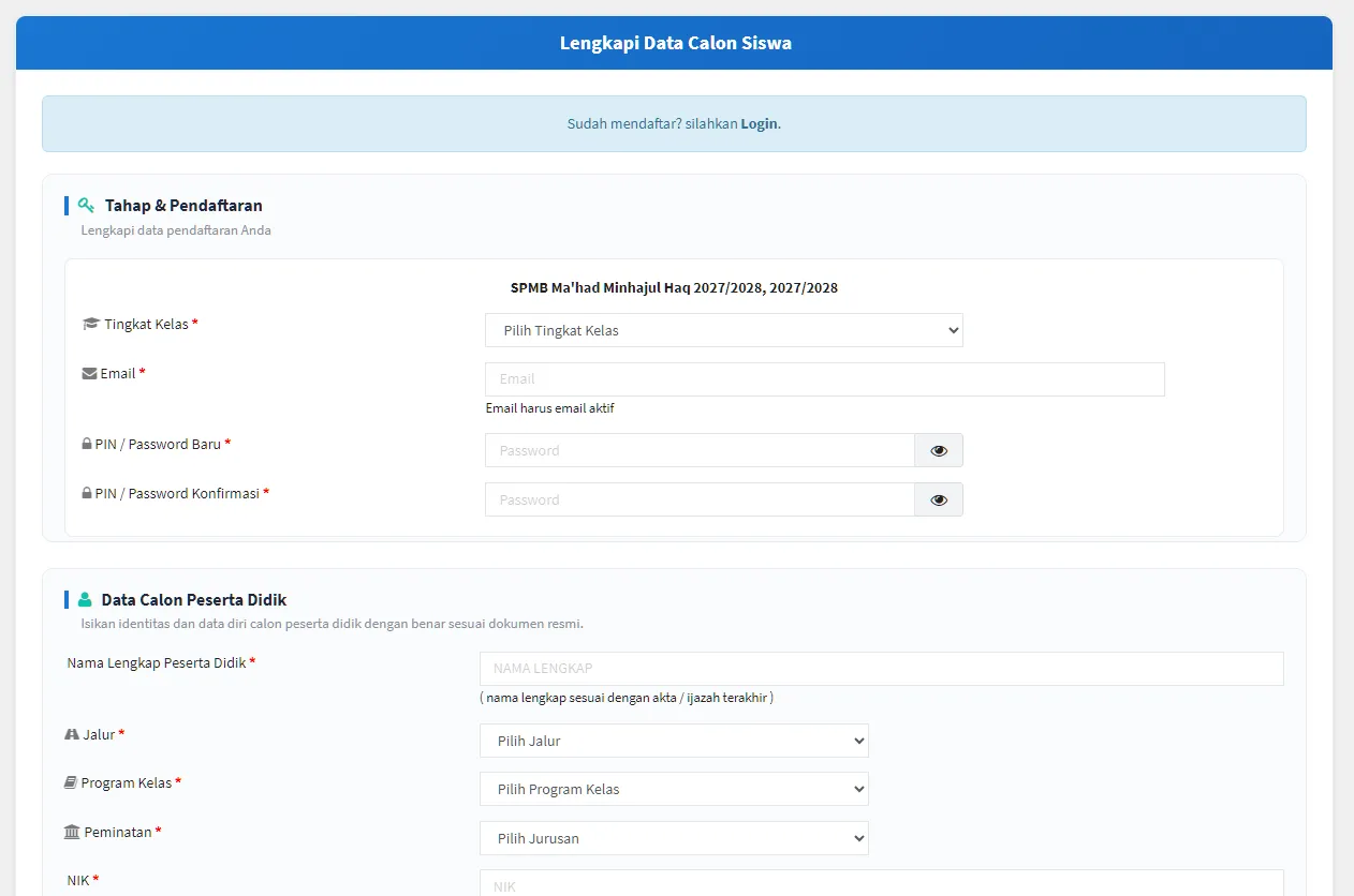 Buka laman resmi pendaftaran — screenshot 1
